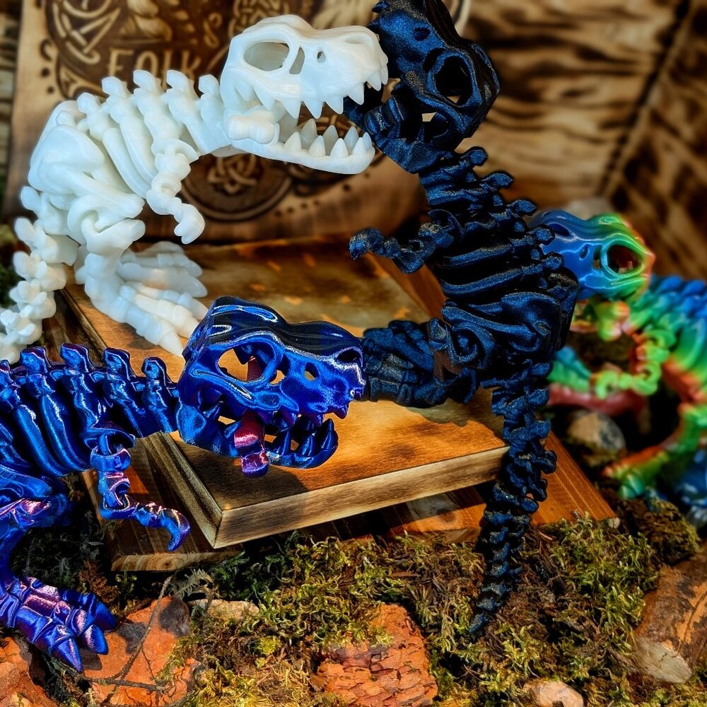 Skeleton Tyrannosaurus T-Rex Flexible Articulated Fidget Toy Dinosaur 3D Printed